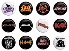 Heavy Metal Buttons/Pinbacks Set 1 Black Ozzy Motley Iron Judas Sabbath Maiden picture