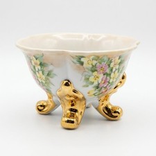 VTG Hand Painted Porcelain Footed Bowl Signed Irene H Marshall California Artist picture