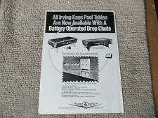 13.5-9 3/4'' 1976  IRVING KAY pool tables AEROJET    ARCADE VIDEO GAME FLYER     picture