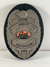 Geek Squad Badge On Leather with Clip Mone Original Brand New picture