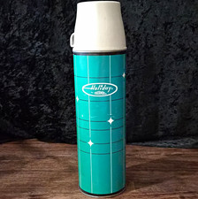 VTG 1950s Holiday by Thermos Teal Green Starburst Grid Plaid 1 Quart with Cup picture