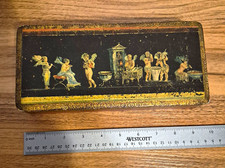Vtg Italian Florentine Wood Box Cherub Putti Hand Painted Gold Gilt Italy 9