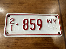 Vintage Antique 1988 Wyoming Motorcycle License Plate   T-1017 picture