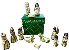 Mexican Pottery Folk Art Nativity Creche Figurine Nativity Set See Pictures picture