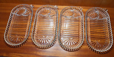 LOT OF 4 VINTAGE PRESSED GLASS DIVIDED LUNCHEON SNACK PLATES ART DECO? picture