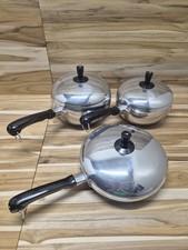 Vintage Wear-Ever BONUS Aluminum Cookware 3-Piece Set Pots Skillet Lids MCM picture