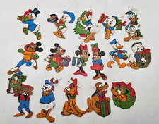 Lot of 16 Vintage 70’s Disney Two-Sided Hand Painted Wooden Christmas Ornaments picture