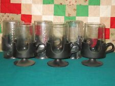 Vtg Lot 8 MCM Corning Glas-Snap Black Bases Hot Cold Beverage Glasses New picture