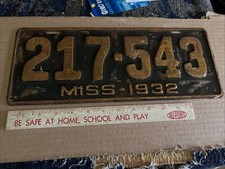 License Plate Vintage Mississippi Miss 1932 217 543 Rustic picture