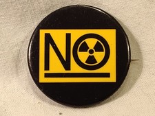 Vintage Political Environmental Anti Nuclear Power And Radiation Pinback Button picture