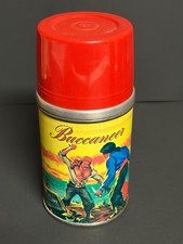 Vintage 1957 Buccaneer pirate metal lunch box thermos by Aladdin Very Nice picture