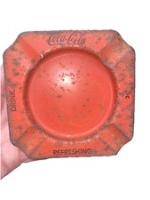 Authentic Vintage 1950s Coke Cola Tin Advertising Ashtray picture