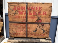 Vintage 1940s-50s Johnnie Walker Red Label Scotch Whisky Wood Shipping Crate picture