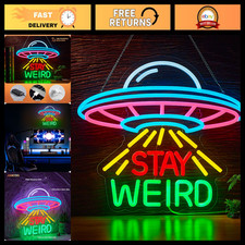 Stay Weird Neon Alien UFO Tractor Beam LED Wall Decor Light - Unique Home Accent picture