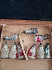 Antique Lot Of 8 Made In Japan Mercury Glass Santa Christmas Ornaments picture