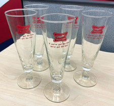 5 Pcs Vintage Miller High Life Footed Beer Pint Glasses If Youve Got the Time... picture