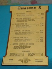 vintage CHAPTER I RESTAURANT MENU Wichita Kansas picture