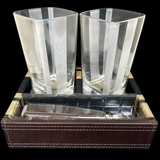 Thomas O'Brien Striped Sport Beer Set Brown Glassware Bottle Opener Tray picture