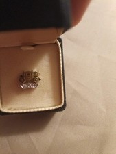 Fisher Body Pin GM Employee Service Award 10K Gold Three (3) Diamonds 2.04g picture