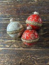 Vintage West Germany Christmas Ornaments Red Glass Ball Set Of 3 picture