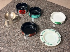 Assorted Lot 6 Minty Decorative Ashtrays of Glass, Ceramic, Metal and Porcelain. picture