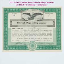 1922 OSAGE INDIAN Oil Drilling Stock Certificate Pittsburgh Drilling Company picture