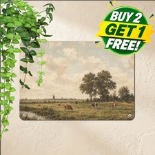vintage dutch countryside landscape sheep windmill muted rustic picture