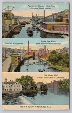 1911 Pawtucket RI Postcard Slater Mill Harbor Division St Bridge Views picture