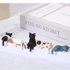 5PCS Cute Sleeping Kitten Mini Cat Figurines Creative Home Car Brand New Gift picture
