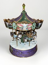 Vintage Thomas Kincaid Victorian Musical Carousel With Gold Plated Accents 🎠picture