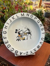 1930'S MICKEY MOUSE PLAYING PIANO ABC PLATE DISH BAVARIA GERMANY WALT DISNEY picture