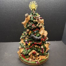 Danbury Mint Pug Christmas Tree Lighted Collectible Figurine picture
