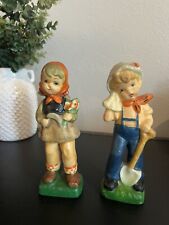 HUMMEL Dutch Style Figurines Girl Boy Vintage Wax Painted RARE picture