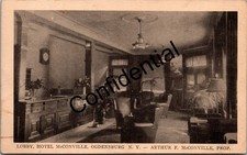 Lobby Hotel McConville A. McConville Prop. Ogdensburg NY St. Lawrence Cty U59 picture