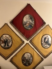 Rare Late 19th C French Religious Processional Banners Silk Gold Fringe Original picture