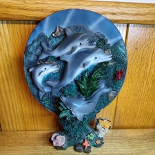 Vintage Plate Dolphins 3D Coral Reef & Sea Life with 3D Stand Coastal Theme 7