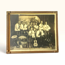 Original 1920s African American Jazz Band Photo Framed Antique Black Orchestra picture