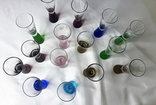 Set of 15 Colorful Vintage Royal Caribbean Etched Glass Cordials Shot Glasses picture