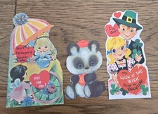 3 Vintage 1970s Childrens Valentines Day Cards Used picture