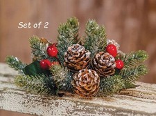 Set of 2 - Frosted CHRISTMAS Red Berry 1