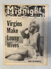 1965 Aug 23rd MIDNIGHT Newspaper, June Wilkinson, Virgins Make Lousy Wives (VRN4 picture