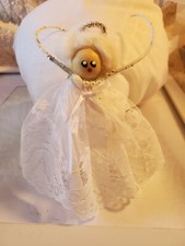 Vintage Devils Claw Christmas Angel Ornament w/ lace and glitter MINT TUB1 picture