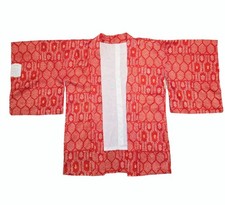 Vintage Japanese Edo Shibori Red Haori Kimono Jacket One Size (S-L) picture
