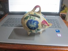 Vintage Hand Painted Floral Mexican Folk Art Pottery Pig Piggy Bank picture