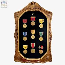 1920’S - WWII MARINE CORPS GOOD CONDUCT & CAMPAIGN MEDALS BUBBLE GLASS FRAME WW2 picture