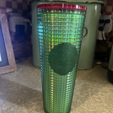 Starbucks Spring 2023 Watermelon Grid 24oz Cold Cup Tumbler Green Pink Lid picture