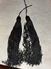 Antique Victorian Extra Large Top Tassel ~ Jet Black Lot Of Two picture