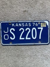 1977 Kansas License Plate - JOS 2207 - Nice picture