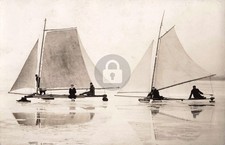 Ice Boating at Torch Lake MI Michigan RPPC Photo Postcard COPY picture
