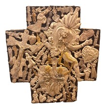 Vtg Mexican Folk Art Milagros Cross by artist ESTELA OGAZON picture